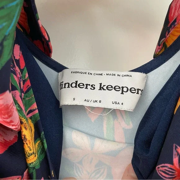 Finders Keepers Navy Pink Floral Maxi Dress Small - Picture 4 of 6